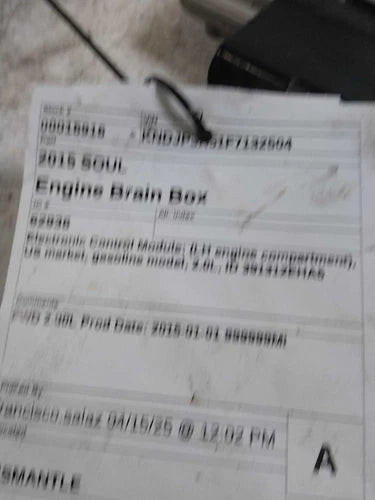 2015 Kia Soul Electronic Control Module L Used OEM engine control module used OEM engine control module