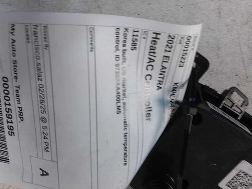 2021 Hyundai Elantra Korea built US market automa Used OEM A/C climate control module used OEM A/C climate control module