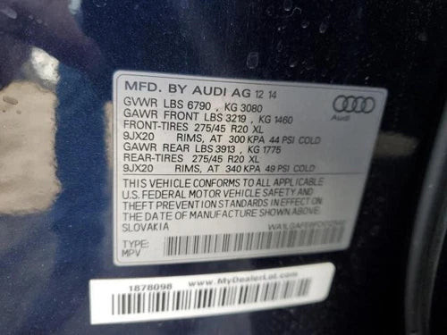 2015 Audi q7 Power lighting package opt QQ1 w/b Used OEM door mirror used OEM door mirror