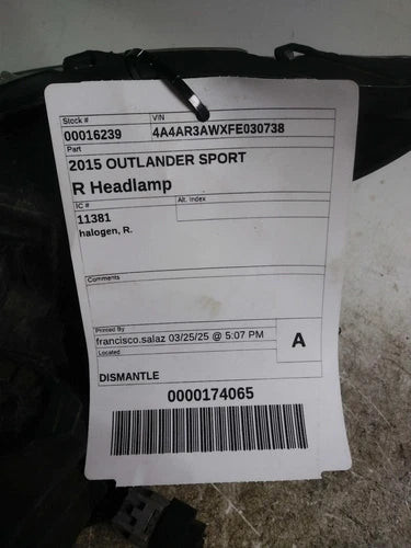 2015 Mitsubishi Outlander sport halogen Righ Used OEM headlight used OEM headlight