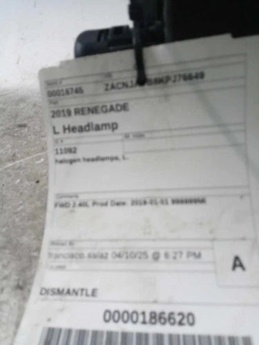 2019 Jeep Renegade halogen Left Used OEM headlight used OEM headlight