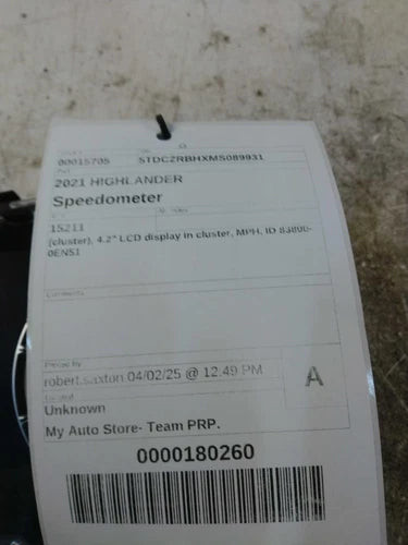 2021 Toyota Highlander cluster 4.2`` LCD display in Used OEM instrument cluster used OEM instrument cluster