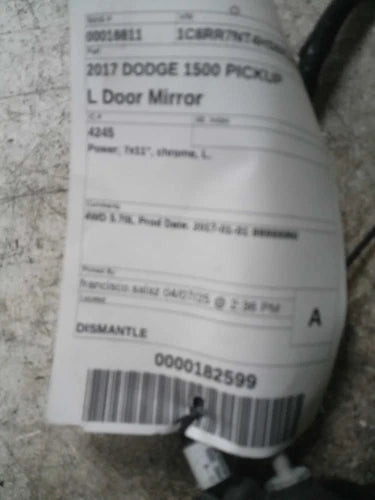 2017 Ram Dodge 1500 pickup Power 7x11`` chrome Left Used OEM door mirror used OEM door mirror