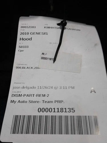 2010 Hyundai Genesis Cpe Used OEM hood used OEM hood