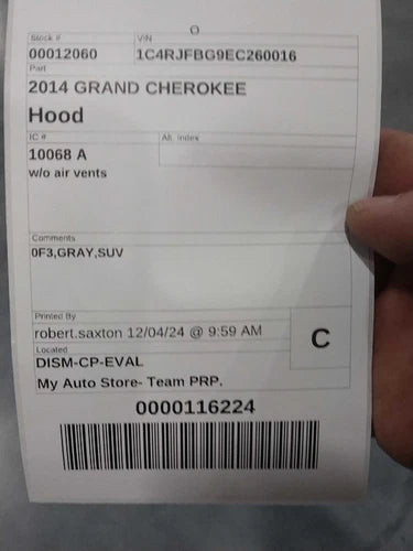 2014 Jeep Grand cherokee w/o air vents Used OEM hood used OEM hood