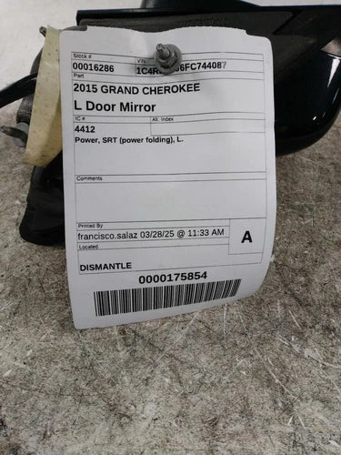2015 Jeep Grand cherokee Power heated w/memory turn Used OEM door mirror used OEM door mirror