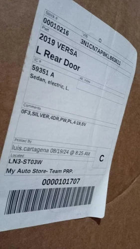2019 Nissan Versa Sdn electric Rear Used OEM complete door assembly used OEM complete door assembly