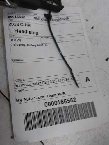 2018 Toyota C-hr halogen Turkey built Left Gr Used OEM headlight used OEM headlight