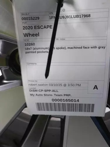 2020 Ford Escape 19x7 aluminum 15 spoke machined face with gray Used OEM wheel used OEM wheel