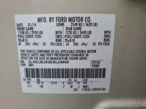 2014 Lincoln Mkx Front Right Used OEM complete door assembly used OEM complete door assembly