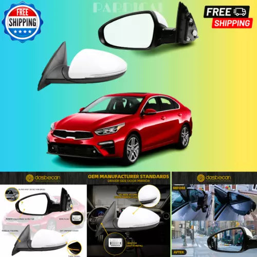 Left Driver Side Mirror DIY Paintable for 2019-2024 KIA Forte View Mirror with P used OEM side view mirror
