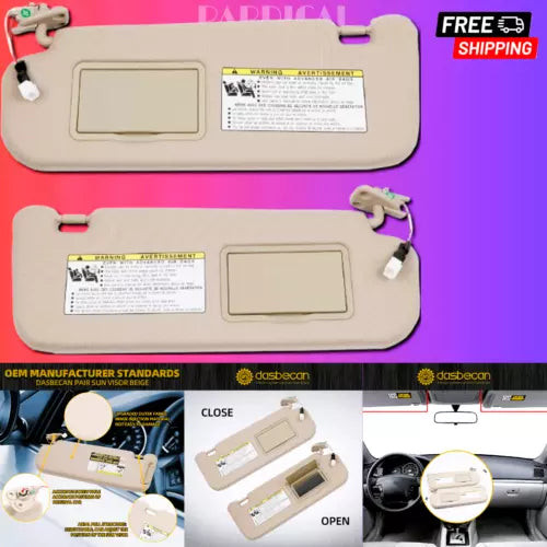 Beige Pair Sun Visor for Hyundai Sonata 2005 2006 2007 2008 Replaces# 852013K010 used OEM sun visor