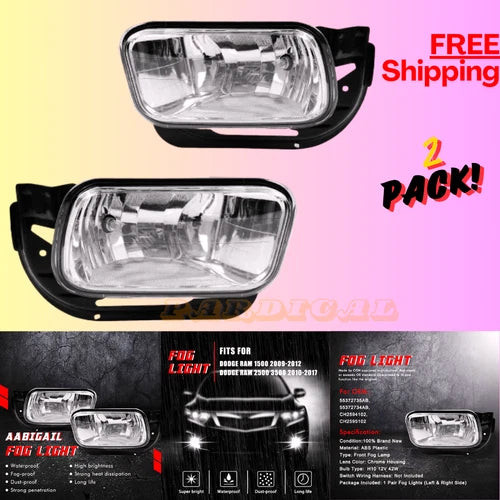 Driving Fog Lights Lamps Replacement for 2009-2012 Dodge Ram 1500, 2010-2018 Dod used OEM used OEM auto part