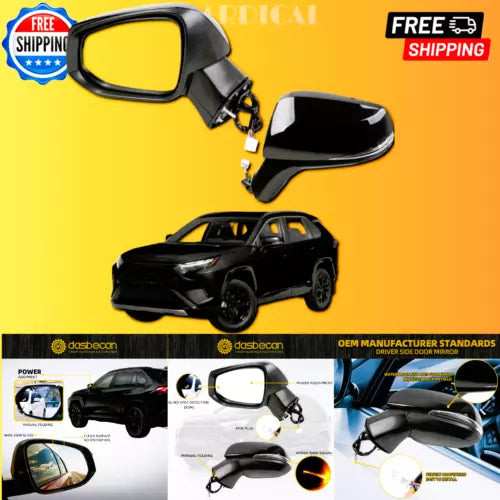 Left Driver Side Mirror Assembly for 2019-2024 Toyota Rav4 Power Heated/Turn Sig used OEM side view mirror