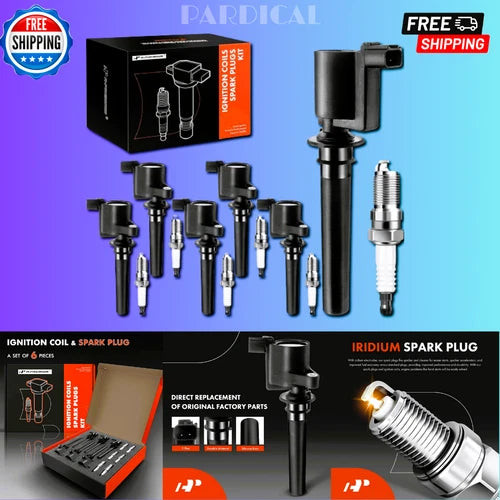 Set of 6 Ignition Coil Pack and Iridium Spark Plugs Compatible with Ford Escape used OEM used OEM auto part