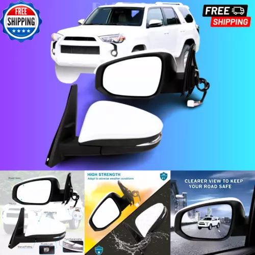 Left Driver Side Mirror Compatible with 2014-2024 Toyota 4Runner with Manual Fol used OEM side view mirror