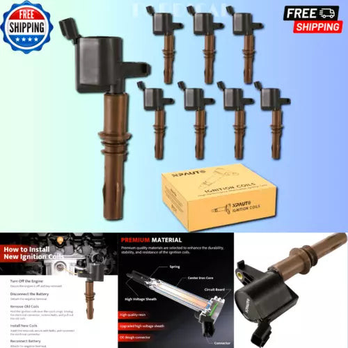 Ignition Coil Pack for V8 4.6 5.4 2008 2009 2010 Ford F150 F250 F350 Super Duty, used OEM latch or actuator