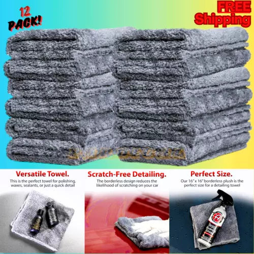 Adam's Polishes Borderless Grey Edgeless Microfiber Towel (12 Pack)- Premium Qua used OEM climate control