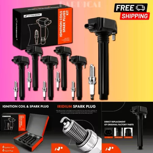Set of 6 (Black) Ignition Coil Pack and Iridium Spark Plugs Jeep Grand Cherokee used OEM used OEM auto part