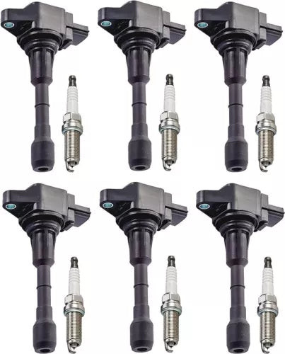 Set of 6 Iridium Spark Plug and 6 Ignition Coil Pack Compatible with Nissan Infi used OEM power steering pump