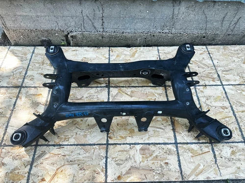 P40744 2012-2016 BMW 3 Series 328i Rear Subframe Crossmember F30 RWD 2.0L OEM used OEM rear subframe and crossmember