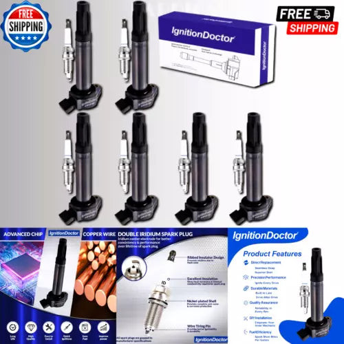 Iridium Spark Plugs and Coil Packs of 6 Combo Select 2005-2016 Toyota Avalon Cam used OEM power steering pump