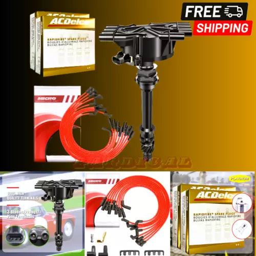 Ignition Distributor & 8Pcs Acdelco Platinum Spark Plugs & Wires Set Compatible used OEM ABS pump and module