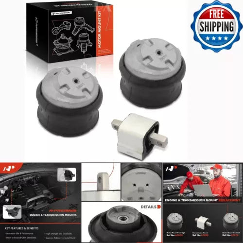 3PCS Engine Motor Mount and Transmission Mount Kit Mercedes-Benz C32 AMG, E550, used OEM engine assembly