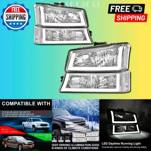 LED Headlight 2003-2006 Chevy Silverado 1500 2500 3500 HD Model/Fit 03-06 Avalan used OEM headlight