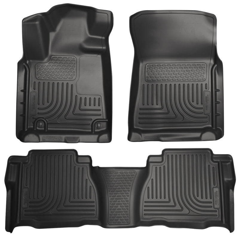 Husky Liners WeatherBeater |  2007-2011 Toyota Tundra Double/CrewMax Cab | Combo Front and 2nd Row | Black Floor Liners - 98581