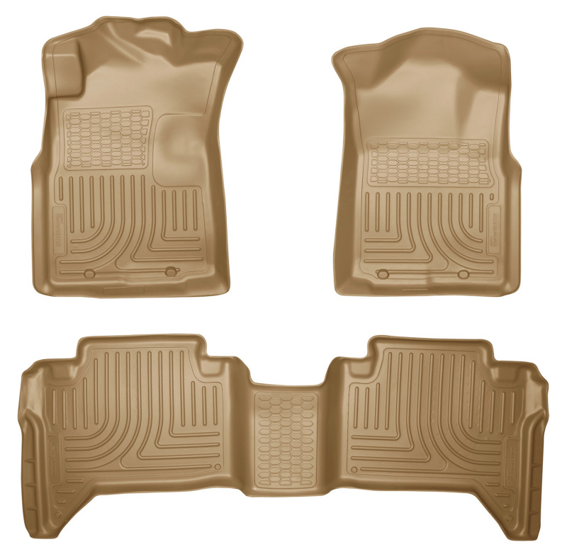 Husky Liners WeatherBeater |  2005-2015 Toyota Tacoma Double Cab | Combo Front and 2nd Row | Tan Floor Liners - 98953