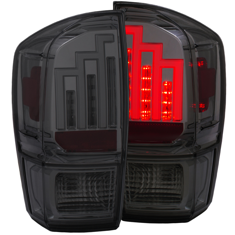 ANZO 2016-2022 Toyota Tacoma | LED Tail Lights | Chrome Housing | Smoke Lens - 311282