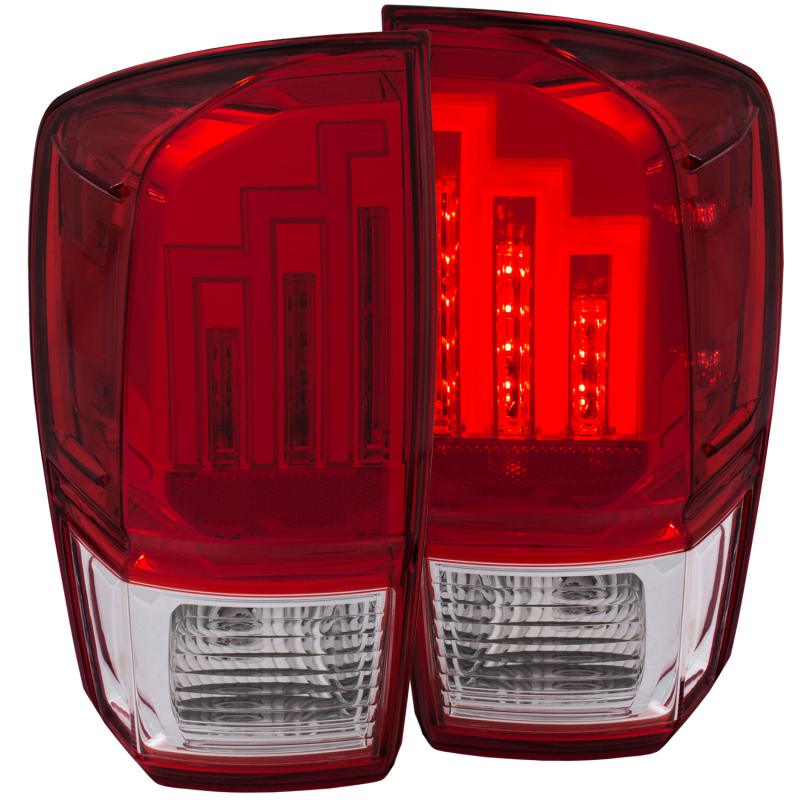 ANZO 2016-2022 Toyota Tacoma | LED Tail Lights | Chrome Housing | Red/Clear Lens - 311284