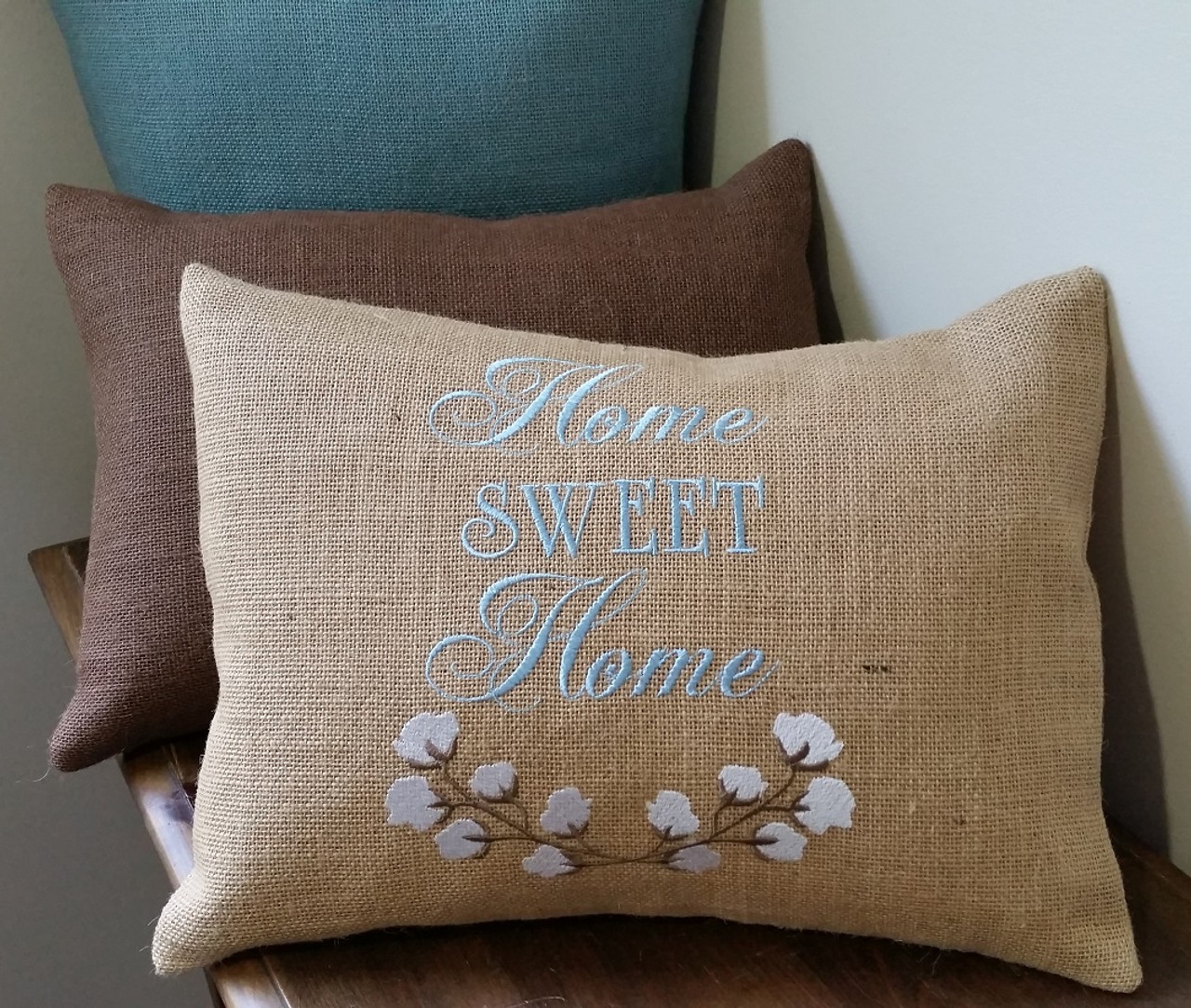 Home Sweet Home Cotton Boll Burlap Pillow Cover House Of Burlap