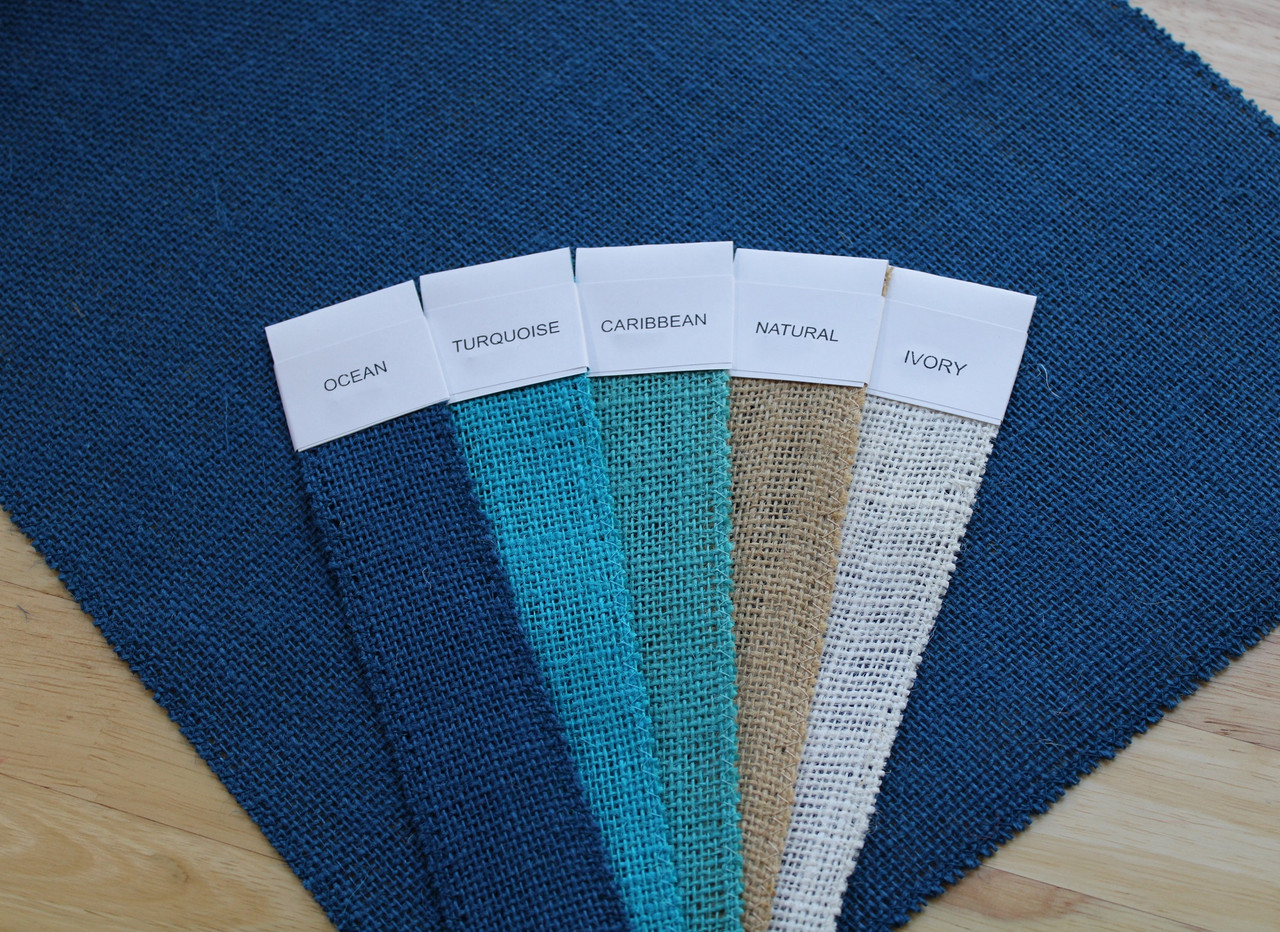 OCEAN BLUE Burlap Table Runner