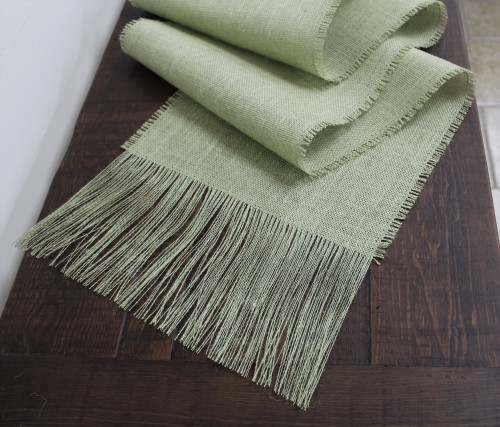 SAGE Burlap Table Runner with 6 Inch Fringe