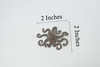 Octopus, Octopuses, Brown, Rubber Octopodes, Educational, Realistic Hand Painted, Figure, Lifelike Figurine, Replica, Gift,       2"  