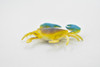 Crab, Blue Crab, Rubber, Crustaceans, Educational, Realistic, Hand Painted, Figure, Lifelike Figurine, Replica, Gift,     2"      F937 B157