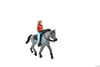 Horse & Rider, Roan Mustang With Female Rider, Hard Rubber, Hand Painted, Realistic, Figure, Toy, Kids, Educational, Gift,     2 1/2"