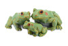 Frog, Family, 3 Piece Set, Rubber Toy Amphibian, Realistic Figure, Model, Replica, Kids, Educational, Gift,     3 1/2"    F3692-B15