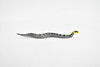 Snake Gray, Black Striped with Yellow Head, Rubber Reptile, Educational, Realistic Hand Painted, Figure, Lifelike Model, Figurine, Replica, Gift,     4"     F1098 B165