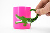 Crocodile, Alligator, Pink and Green Children's Plastic Drinking Cup Kids Gift 3" F121M B121