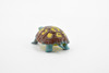 Turtle, Box Turtle, Tortoise, Rubber Reptile, Educational, Realistic, Hand Painted, Figure, Lifelike Model, Figurine, Replica, Gift,     2"      F427 B364
