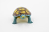 Turtle, Box Turtle, Tortoise, Rubber Reptile, Educational, Realistic, Hand Painted, Figure, Lifelike Model, Figurine, Replica, Gift,     2"      F427 B364