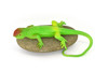 Lizard, Green with Red Head, Rubber Reptile, Educational, Diorama Design, Realistic Figure, Lifelike, Replica, Toy, Kids,  10 Inches. 