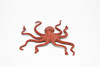 Octopus, Reddish Brown, Octopus, Octopuses, Rubber, Octopodes, Educational, Realistic Hand Painted, Figure, Lifelike Figurine, Replica,  5 1/2 Inches. 