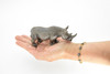 Rhino, Rhinoceros, Museum Quality, Hand Painted, Educational, Rubber Animal, Realistic Toy Figure, Diorama Model, Kids, 5 Inches. 