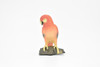 Parrot, Rose, Bird, Very Realistic Rubber Reproduction, Hand Painted Figurines     5.5"    CH138 B244