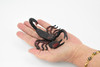 Scorpion, Black and Red, Arachnids, Scorpiones, Museum Quality, Educational, Hand Painted, Rubber Insect, Diorama Model, Realistic, Kids, Toys,  4 Inches.