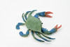 Crab, Blue Crab, Museum Quality, Rubber Crustacean, Hand Painted, Realistic Toy Figure, Model, Replica, Kids, Educational, Gift,       7"       CH332 BB133